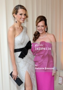 Petra nemcova with Caroline Scheufele co-president and Artistic Director of Chopard. Petra wore Chopard earrings and ring. 